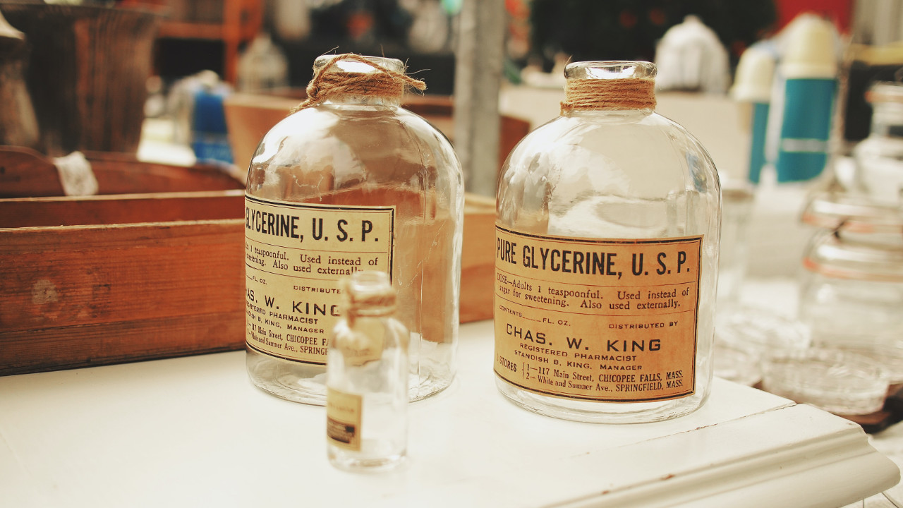 Old empty medicine bottles