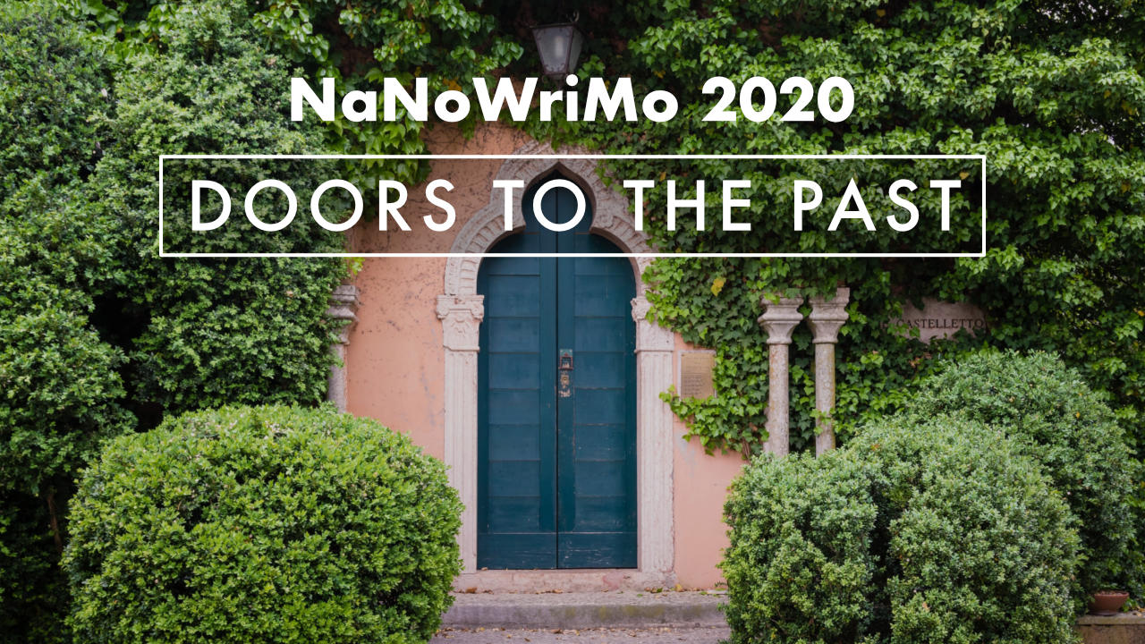 A Spanish-style door set among green foliage