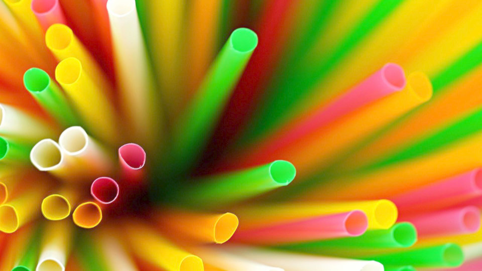 Brightly-colored plastic straws