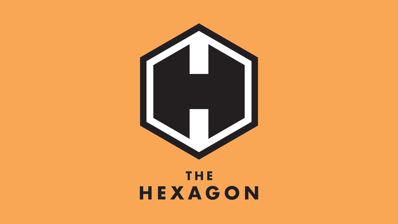 The letter H inside a hexagon shape with the title "The Hexagon" below it